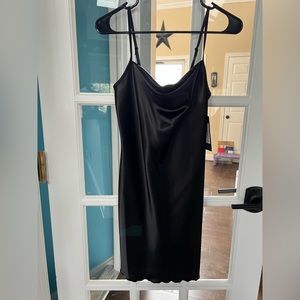 BEBE NWT Black Silk Blend Mini Dress